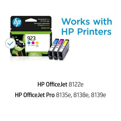 HP 923 CMY Original Ink Cartridge 3-Pack: Standard Yield Printer Ink Combo
