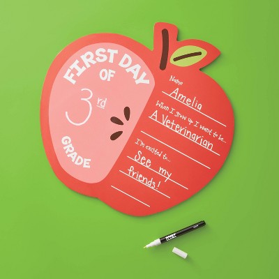 Apple First Day of School Chalk Marker Sign - Mondo Llama