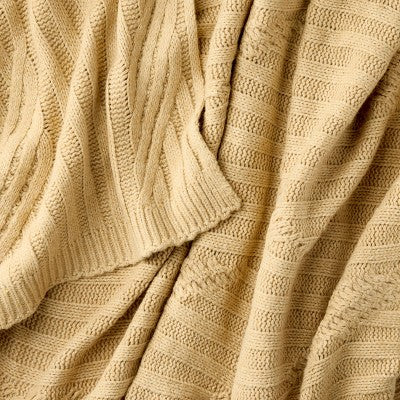 Tan Cable Rib Throw - 50 x 60" - Threshold designed with Studio McGee