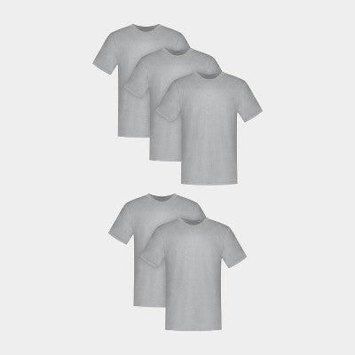 Hanes Men's 5pk T-Shirt Undershirts, Premium Everyday Tee Midweight Crewneck Shirt Pack, Wicking - Gray S