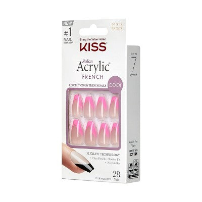KISS Products Salon Acrylic French Color Fake Nails - Squared - 31ct