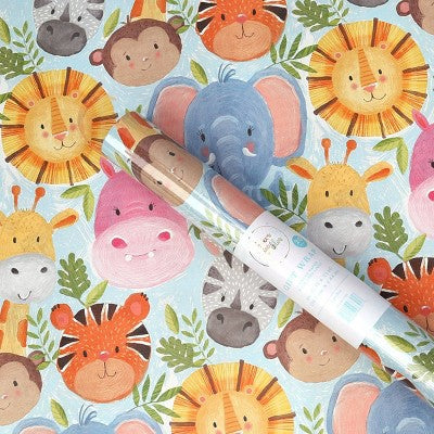 Bows And Sparkles 96"x30" Baby Animals Gift Wrapping Paper Light Blue (LOCAL PICKUP ONLY)