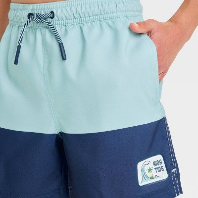 Boys' Quarter Striped Swim Trunks - art class Blue S
