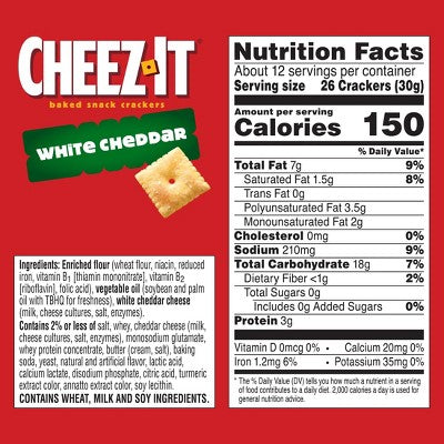 Cheez-It White Cheddar Baked Snack Crackers - 12.4oz