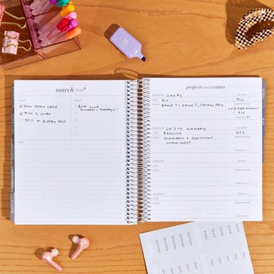 erin condren July 2024 June 2025 Academic Planner 7"x9" Colorblock Circles Coral
