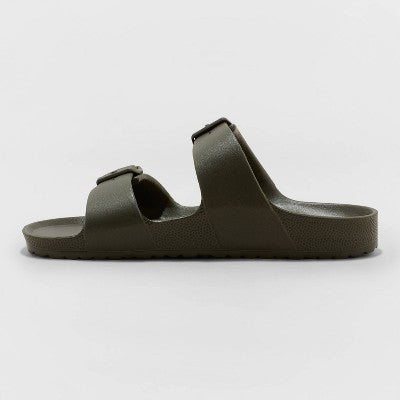 Men's Carson Two Band Slide Sandals Goodfellow&Co Olive Green 13