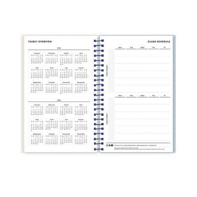 Blue Sky Weekly/Monthly Spiral Planner 5"x8" Printed Dylan Blue Check Swirl