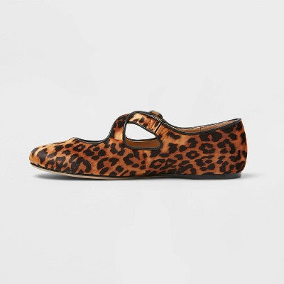 Women's Tasmin Leopard Print Flats - A New Day Light Brown 9