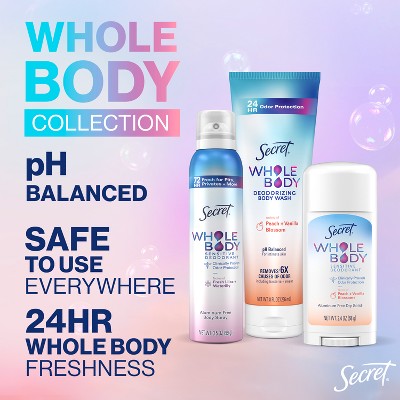 Secret Whole Body Aluminum Free Deodorant Spray - Trial Size - Peach & Vanilla - 1oz