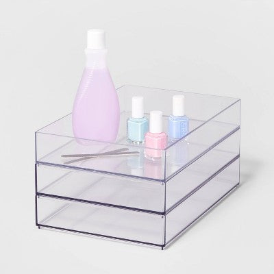 Large 12" x 8" x 2" Plastic Organizer Tray Clear - Brightroom: Bathroom Acrylic Organizer Bin