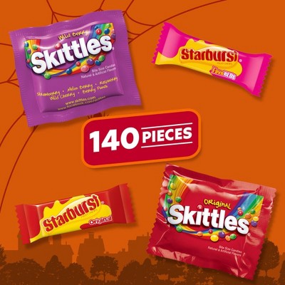 Mars - Skittles and Starburst Halloween Candy Fun Size Chewy Fruit Candies Variety Bag - 58.26oz/140ct