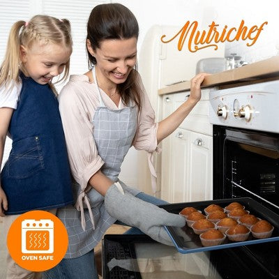 NutriChef 8-Piece Stackable Bakeware Set - Non-Stick Carbon Steel Baking Trays and Pans