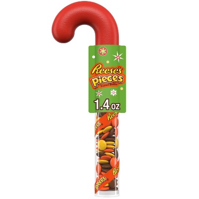 Reese's Pieces Peanut Butter Filled Plastic Cane Christmas Candy - 1.4oz