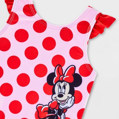 Baby Girls' Disney Minnie Mouse One Piece Swimsuit - Pink 18M