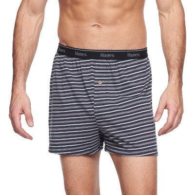 Hanes Premium Men's 4pk Stretch Cotton Knit Boxers - Black/Gray S: Tagless Solid Boxer Shorts