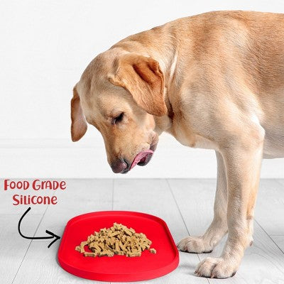 DogBuddy Oval Dog Food Mat, Large, Red 24x14