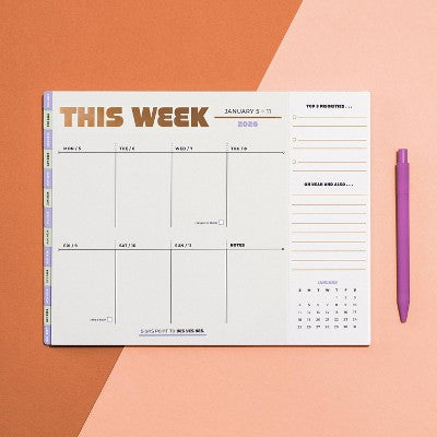 Knock Knock 11"x8.5" 2026-2027 Weekly Desktop Calendar This Week