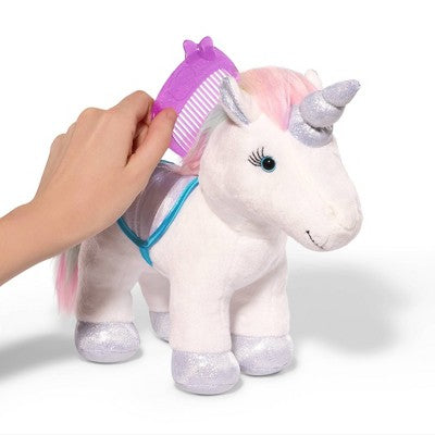 Pucci Pals Plush with Purse Rainbow Glam Bag & Sparkly Unicorn: Stuffed Fantasy Animal Set, Pets Theme, 9" Height