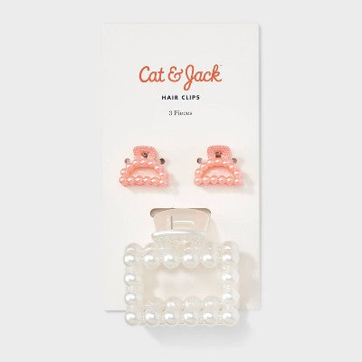 Girls' 3pk Pearls Claw Clip Set - Cat & Jack
