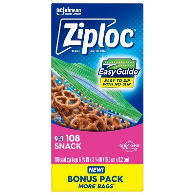 Ziploc Snack Bags with Grip 'n Seal Technology - 108ct