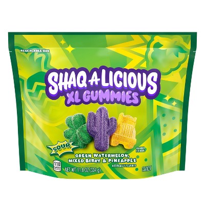 SHAQ-A-LICIOUS Sour Gummies Pouch (Pineapple - Watermelon and Mixed Berry Flavors) - 8ct/11.8oz
