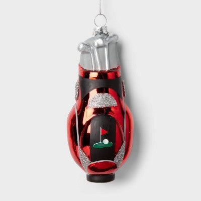 Glass Golf Bag Christmas Tree Ornament Red - Wondershop: Sports Holiday Decor, Indoor Use, 4.92" Height