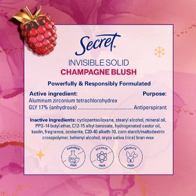 Secret Invisible Solid Limited Edition Antiperspirant and Deodorant - Champagne Blush - 2.6oz