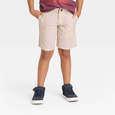 Boys' Flat Front 'Above The Knee' Chambray Shorts - Cat & Jack Beige 6