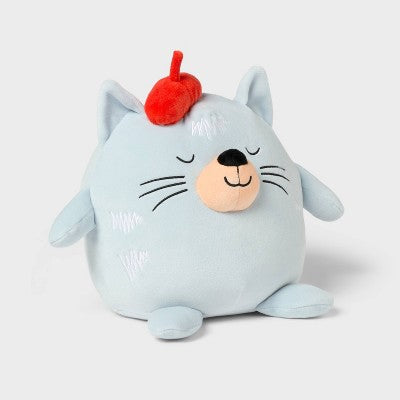 Cat Kids' Mini Weighted Plush Throw Pillow Blue - Pillowfort