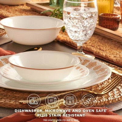 Corelle 16pc Butterfly Gold Dinnerware Set