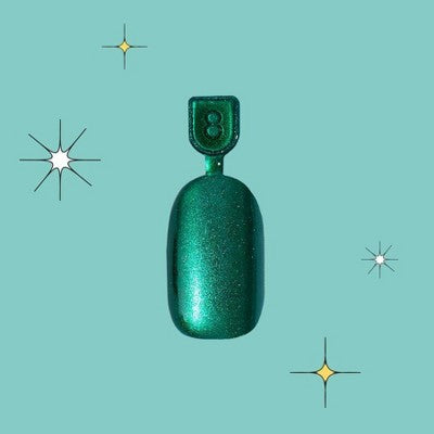 Olive & June Pressies Fake Nails - S Round - Emerald Magic Velvet - 28ct