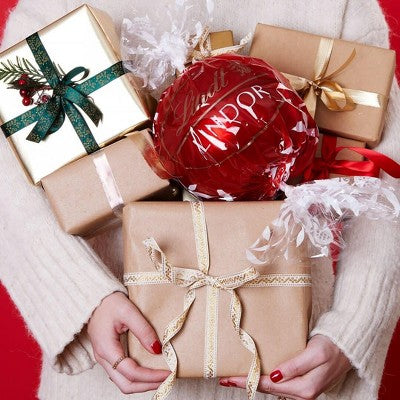 Lindt LINDOR Christmas Milk Chocolate Truffle Candy Maxi Ball - 8.8oz