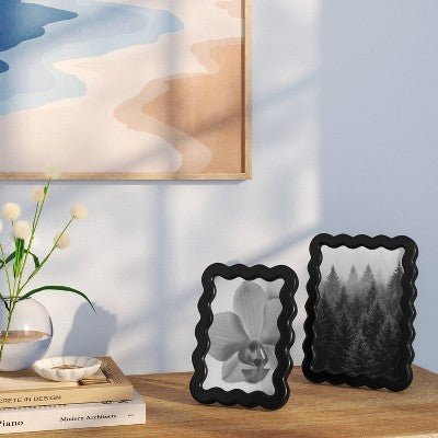5"x7" Wavy Shape Picture Frame Black - Room Essentials