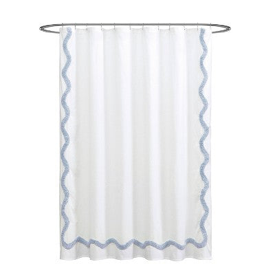 Peri Home Shower Curtain White/Blue Scallop