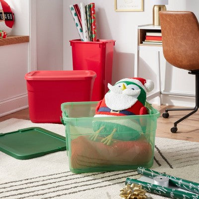 66qt Latch Box Green Tint - Brightroom: Stackable Plastic Storage with Lidded Design, Universal Utility Tubs, 66qt Capacity (LOCAL PICKUP ONLY)