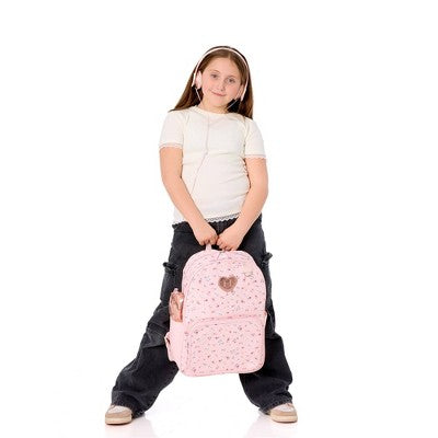 Locker Club Kids' 16L Nylon Backpack with Headphone Pencil Pouch - Assorted Pink