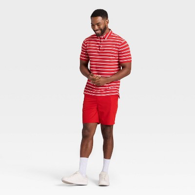 Men's Comfort Wear Striped Polo Shirt - Goodfellow & Co Red M