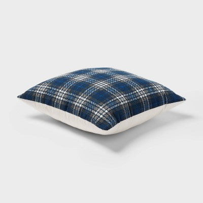 Decorative Throw Pillow Square Plaid Navy Blue - Room Essentials