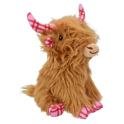 Multipet Highland Cow Interactive Plush Plaid Dog Toy