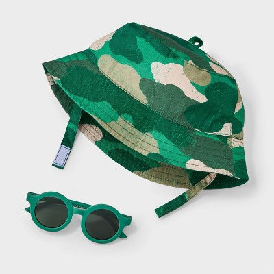 Baby Boys' Camo Sunhat & Sunglasses Set - Cat & Jack Green 6-12M