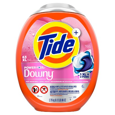 Tide April Fresh Power Pods with Downy HE Compatible Laundry Detergent Pacs - 63ct