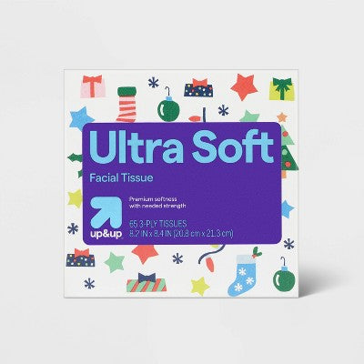 Holiday Ultra Soft Facial Tissue - Multi-Print - 65ct - up&up