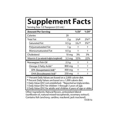 Carlson - Kid's The Very Finest Fish Oil, 800 mg Omega-3s, Norwegian, Wild Caught, Sustainably Sourced, Lemon, 200 mL (6.7 fl oz)