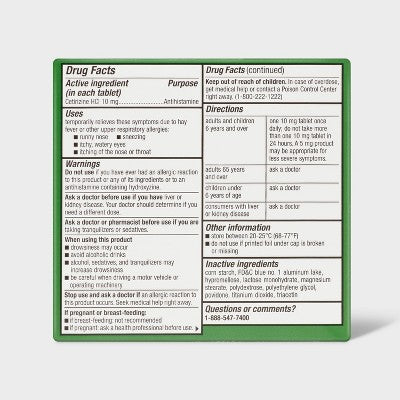 Cetirizine Hydrochloride Allergy Relief Tablets - 180ct - up&up