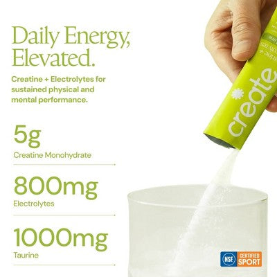 Create Wellness Creatine Monohdyrate Lemon Lime Hydration Electrolyte Supplements 12 day Powder - 4.5oz/12ct