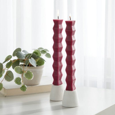 Set of 2 Diamond Shaped Taper Candles Purple - Room Essentials