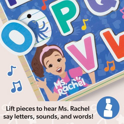 Melissa & Doug Ms. Rachel Wooden Phonics Alphabet Sound Puzzle with Light-Activated Sound Effects, 26-Piece: Educational Aid