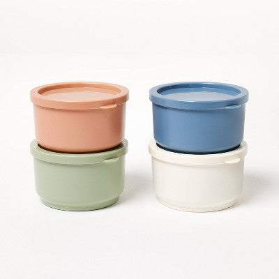 4pc Plastic Condiment/Snack Container Set - Figmint: Multicolor, Microwave & Dishwasher Safe, Recycled PET