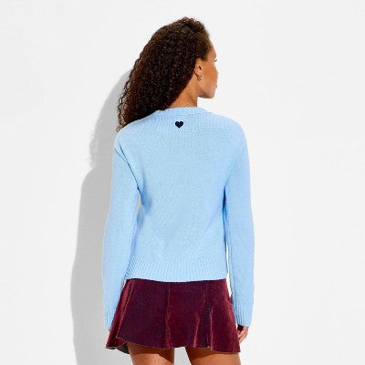 Women's "Emotionally Unavailable" Crewneck Sweater Blue XL