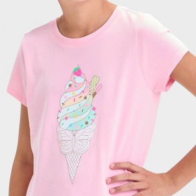 Girls' Short Sleeve Ice Cream Graphic T-Shirt - Cat & Jack L